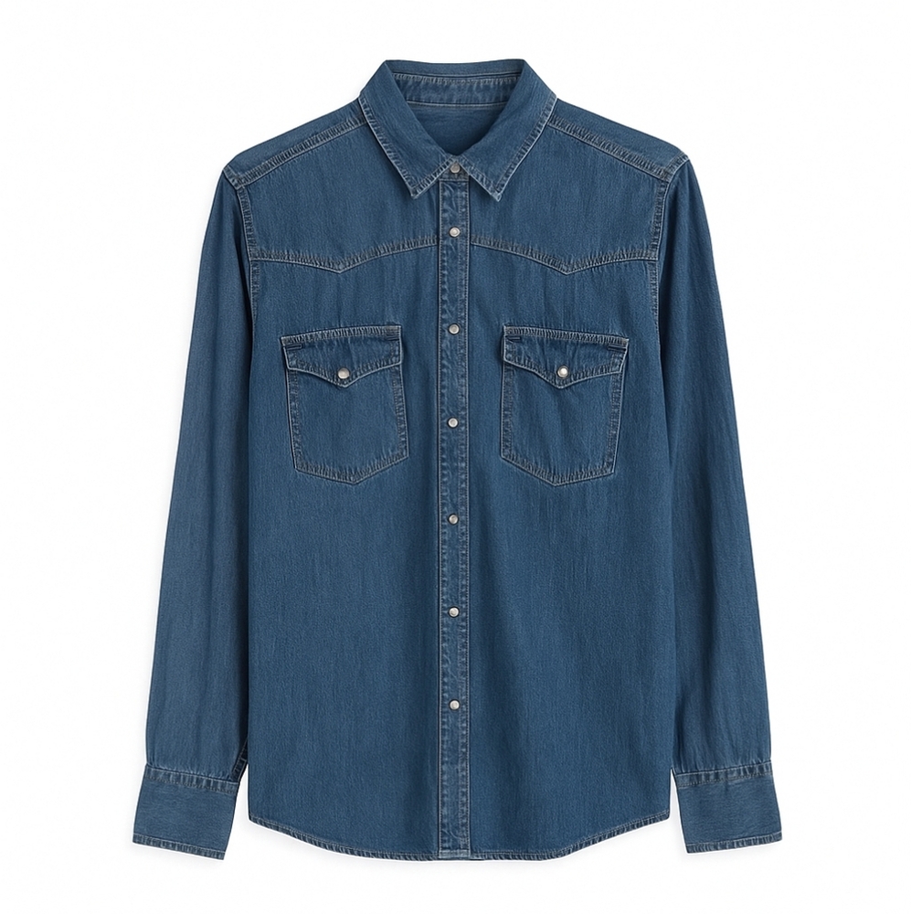 Bit & Bridle Men’s XLT Denim Western Snap Button Shirt 100%‎ Cotton